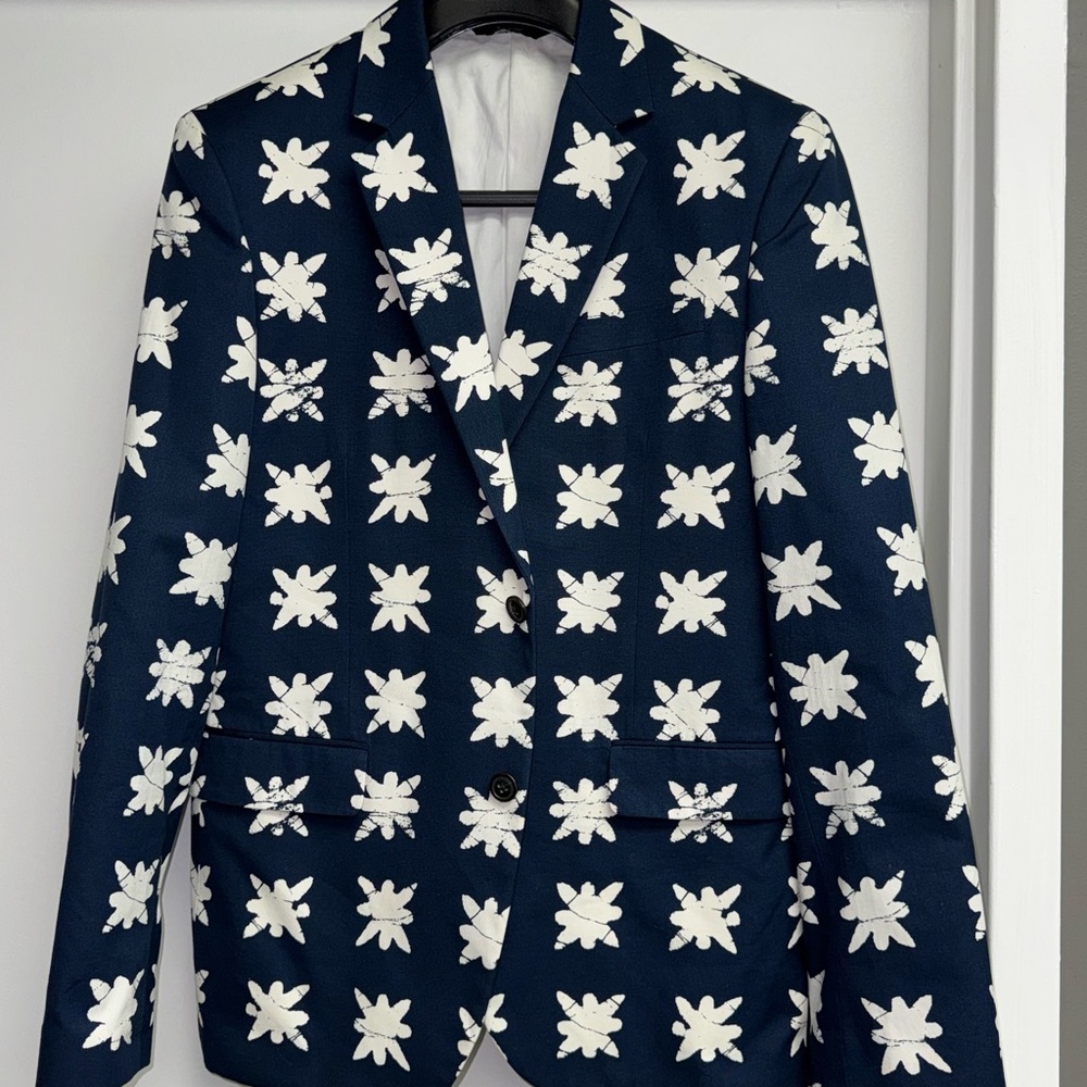 Joe Fresh Navy and White Floral Blazer